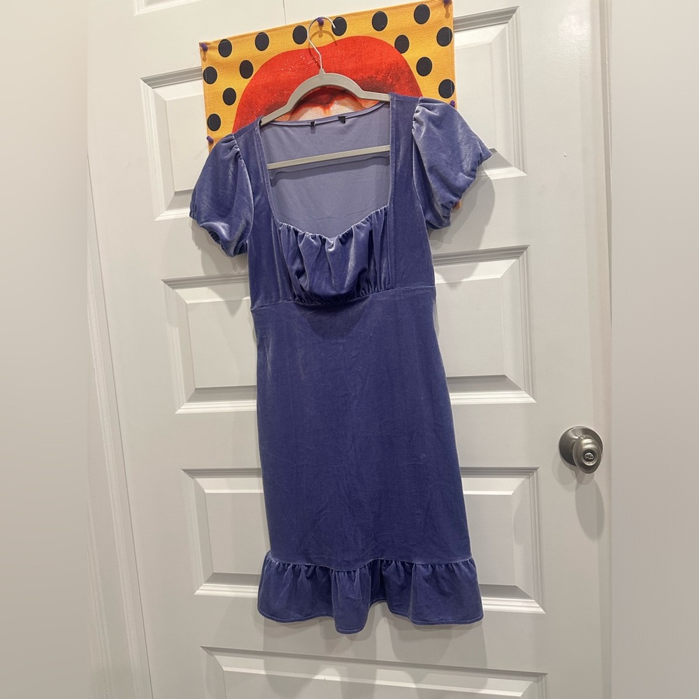 Vintage forever 21 stretchy lavender bodycon babydoll velvet dress. - Picture 10 of 14